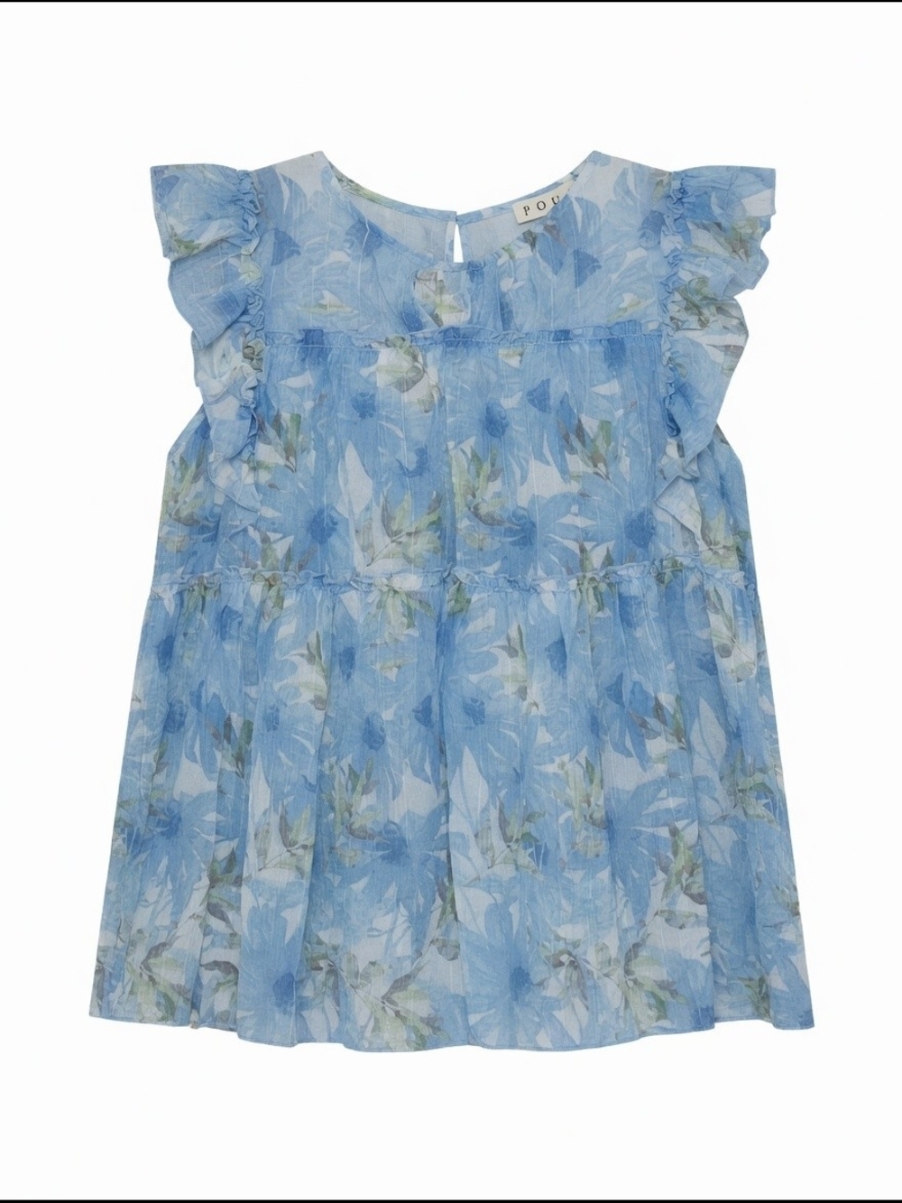 Plus Size 2X POL Blue Floral Lightweight Blouse